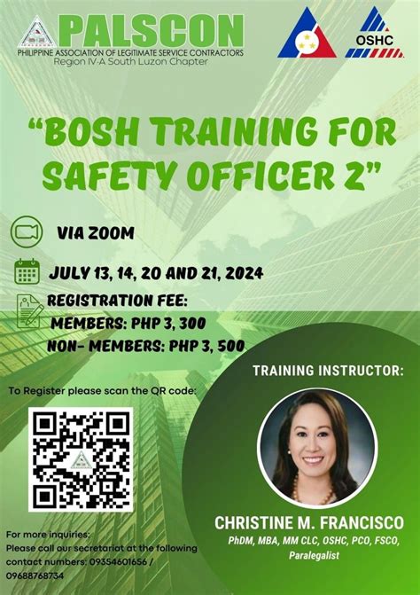 Basic Occupational Safety and Health (BOSH) Training for Safety Officer.